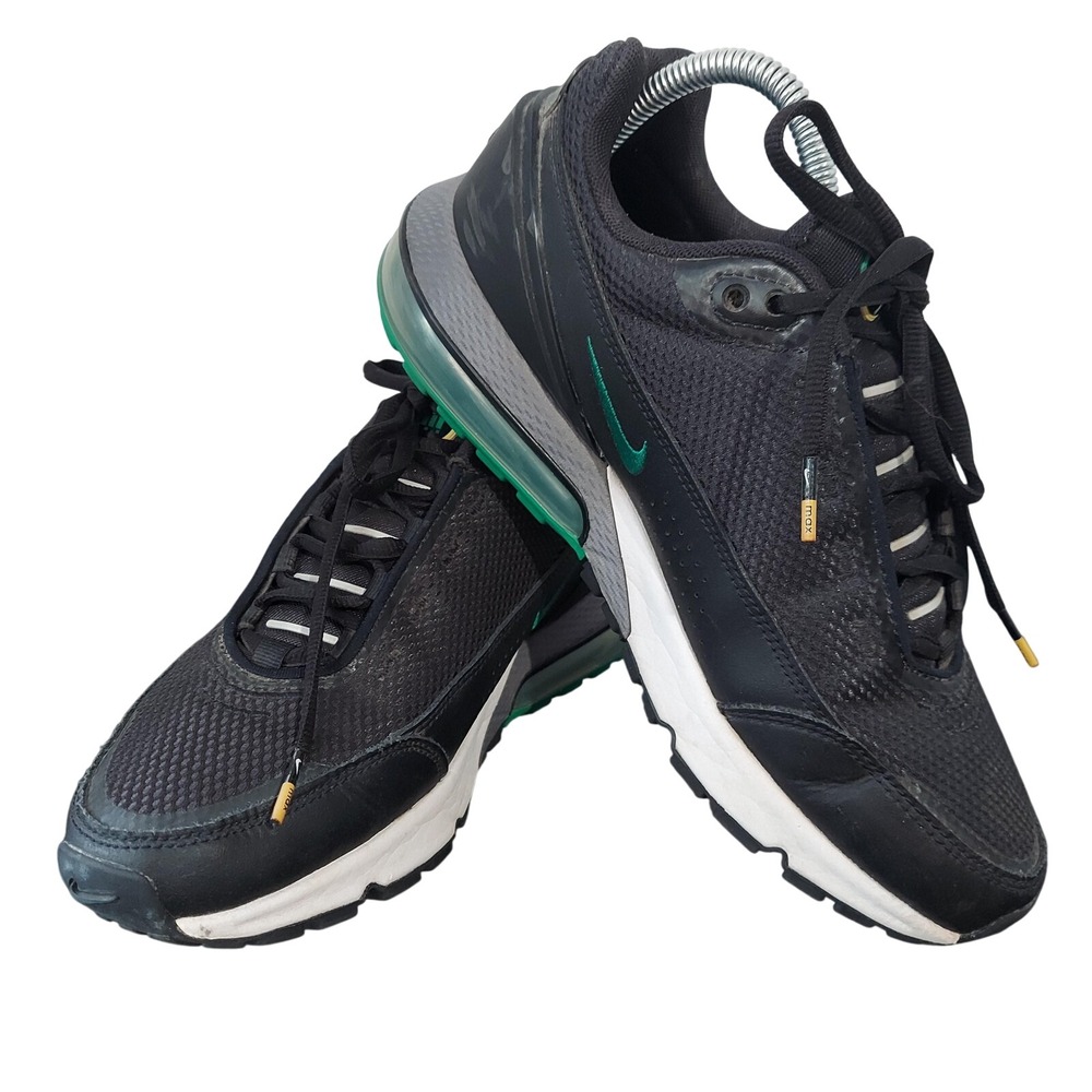 Nike Air Max 270 Shoes Womens Size 7.5 Black Green Air Bubble Running Sneakers